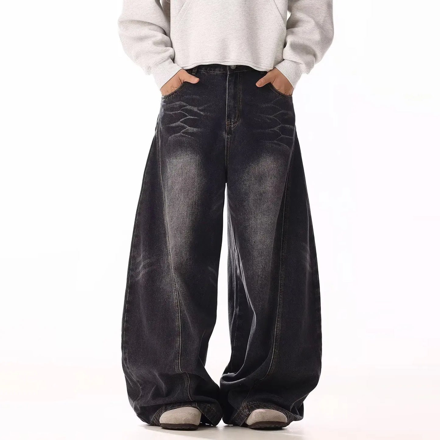 Jean baggy rétro délavé