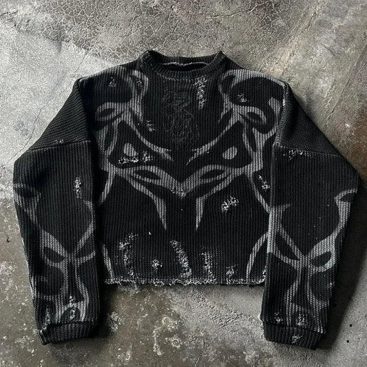 Gothic Pullover Long Sleeve Knitted Sweater